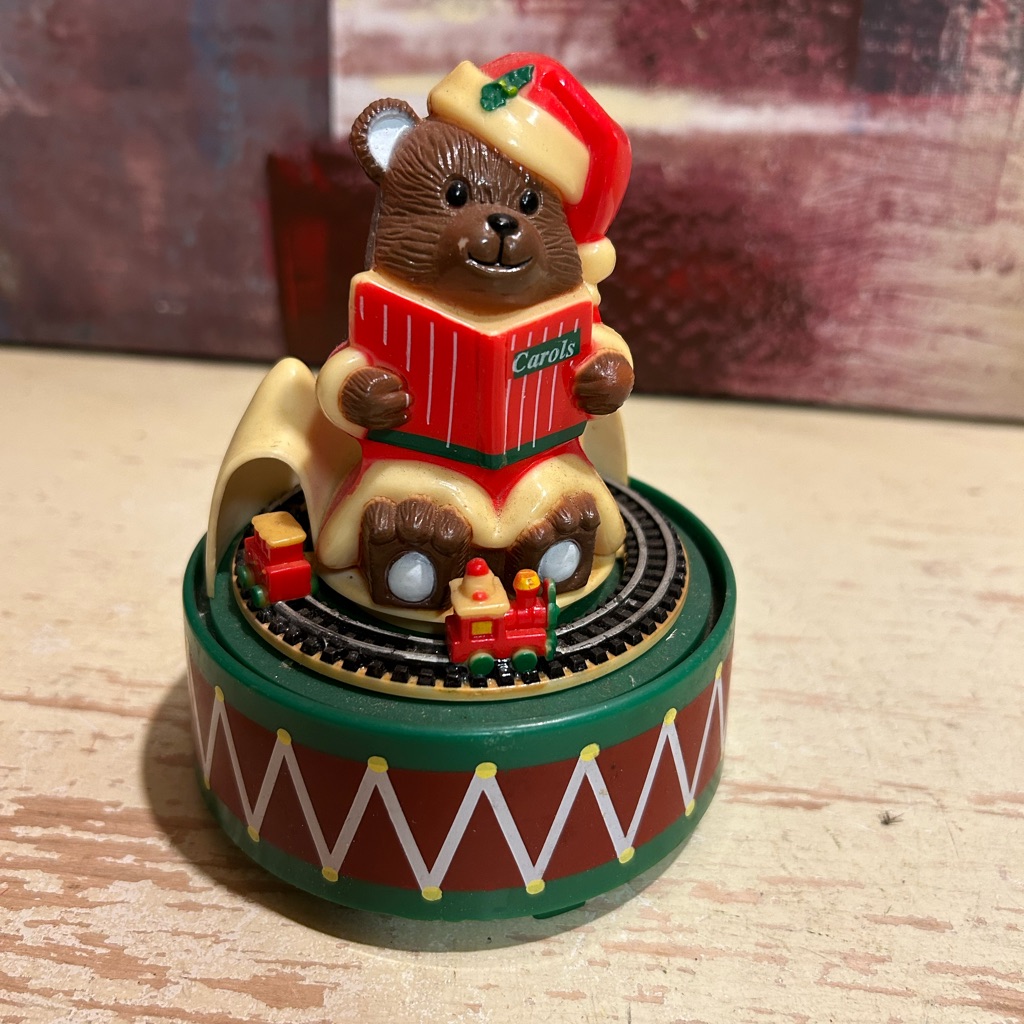 Christmas Bear Music Box  Brown And Red